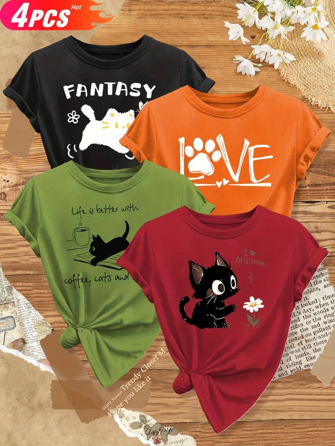Womens T Shirt Color Black  Apricot  White  Light Gray Sizem