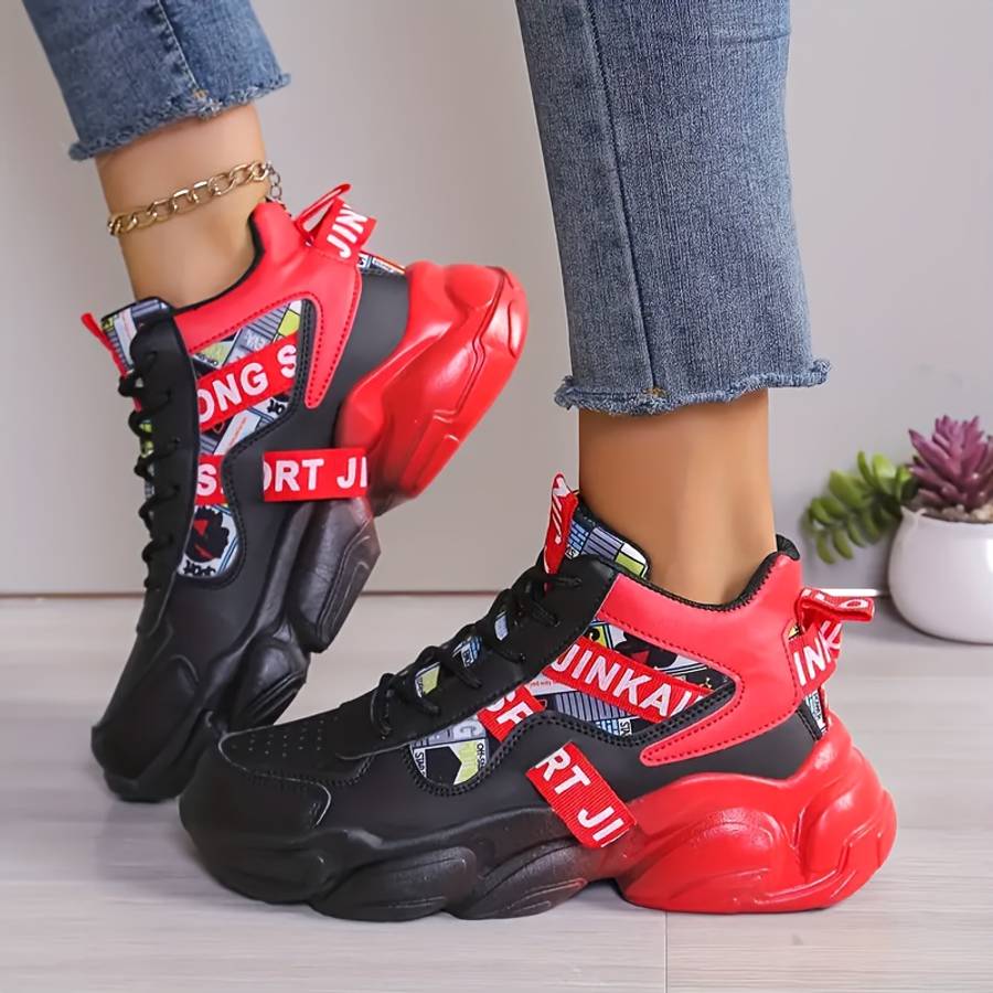 Women S Sneakers Color Blackred Sizeuk 6