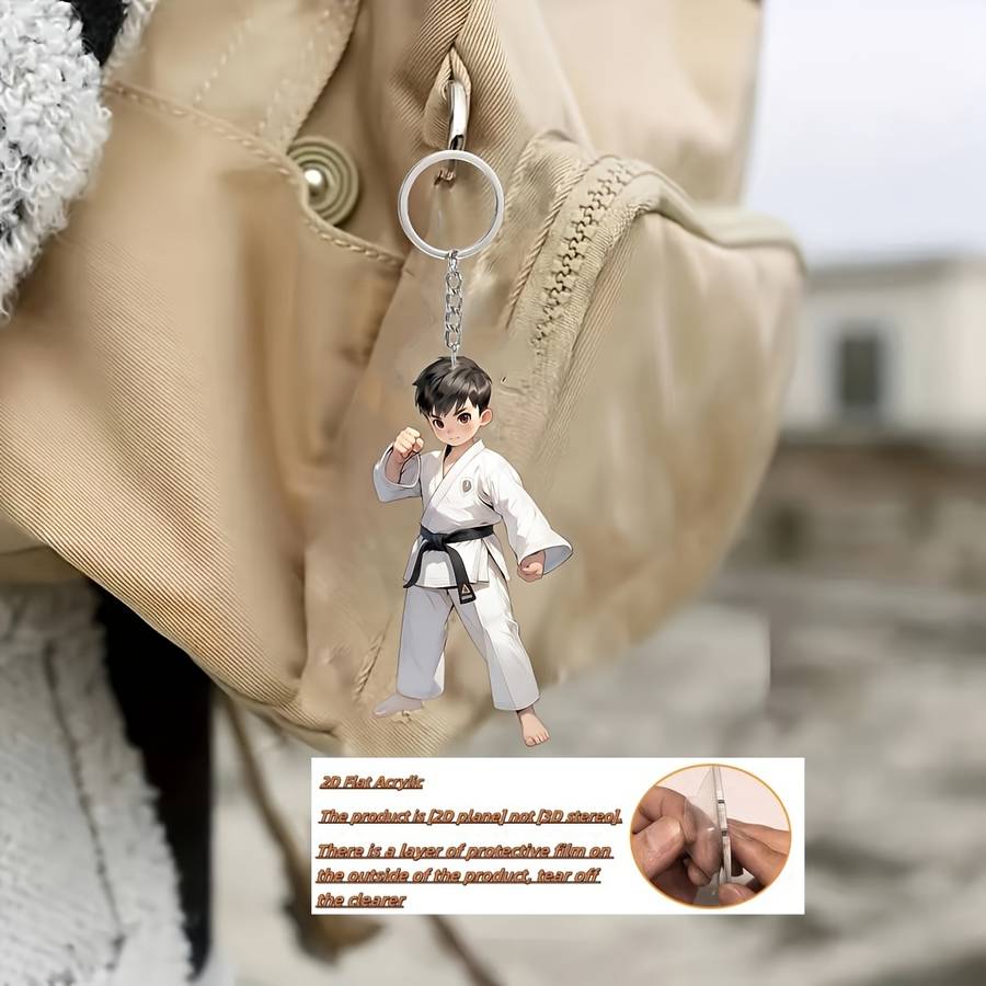 Keychain Ornament Style New Acrylic Cartoon Kung Fu Boy Keychain