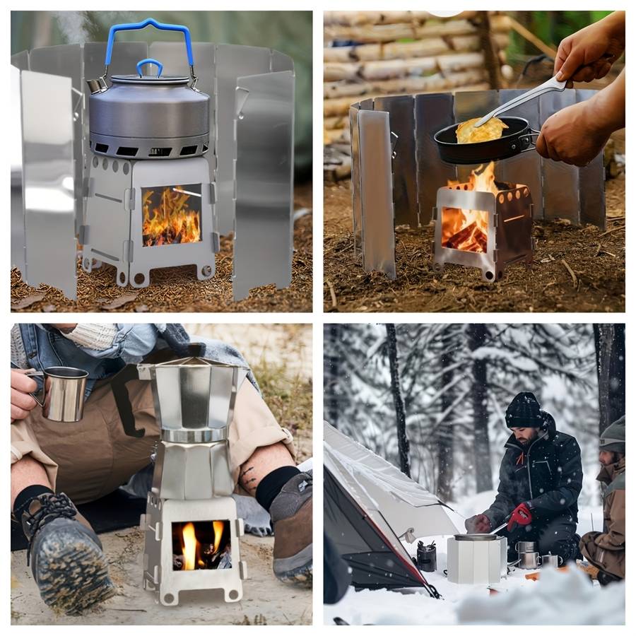 1 Outdoor Assembly Stove 8 Outdoor Folding Wind Deflectors Sturdy Construction