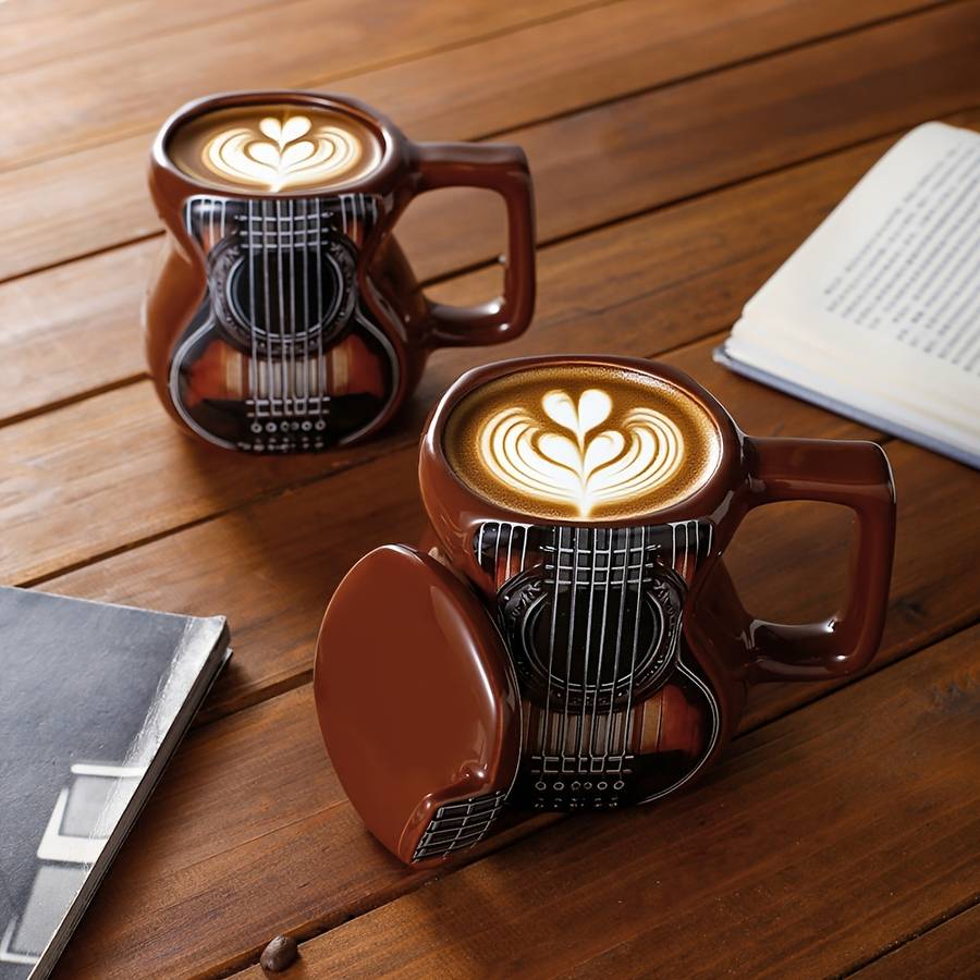 Water Cup Style Ceramic Cup   Coffee Guitar  With Lid