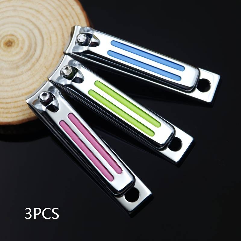 3pcs Flat Carbon Steel Nail Clippers in Mixed Colors