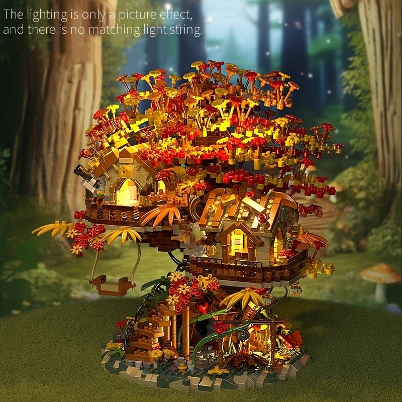 Building Toy Architectural Model Toy Set Style Autumn Forest Tree House  No String Lights