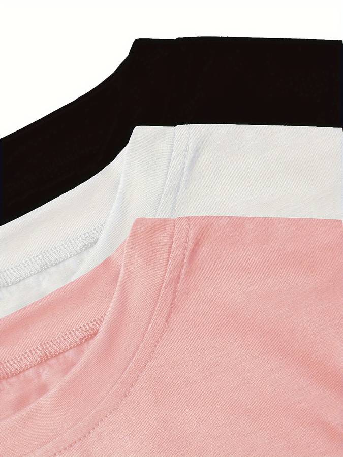 Womens T Shirt Color Mixed Color Black White Powder Sizem