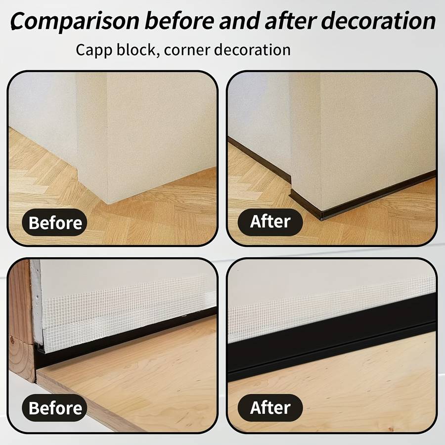 Skirting Board 6 Meters Long 50*20Mm White Pvc Selfadhesive Soft Kick Line 1 Yellow Scraper