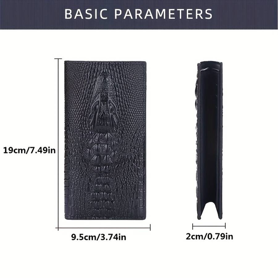 Men'S Classic Crocodile Pattern Long Walletmulti-Card Holder With Zipper Coin Pocket Textur