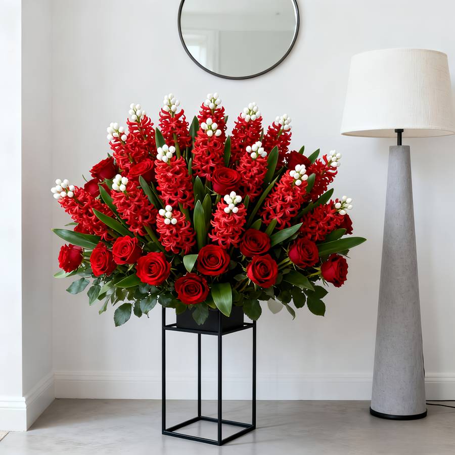 Simulated Flower Style 8Pc Elegant Rose Flower  Hyacinth Set