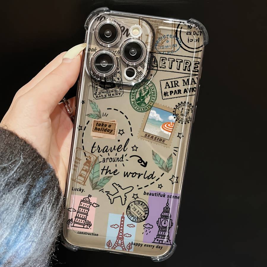 1Pc Transparent Black For iPhone 16 Pro Max Phone Case Phone Cover