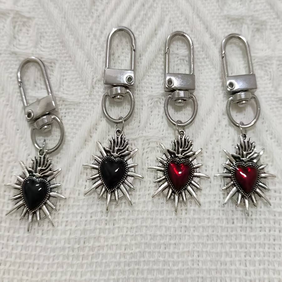 Deluxe Chic Polished Halloween Retro Black Red Heart For Office Decor Black Red
