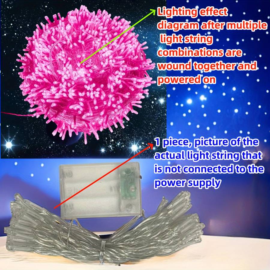 Christmas Lights Pink Size 6 Meters 236.22 Inches