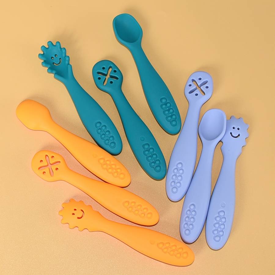 3pcs set Silicone Feeding Spoons for Youngsters Silicone Spoons for Easy Grasping Licking S