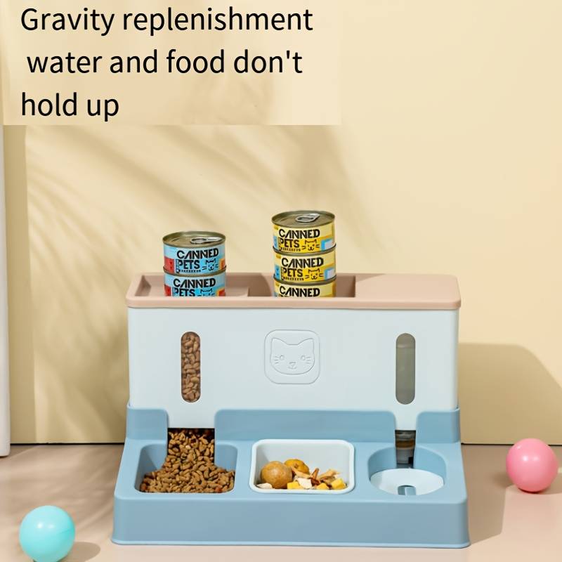 Pet Supplies Color Feeder And Water Dispenser Set  Blue