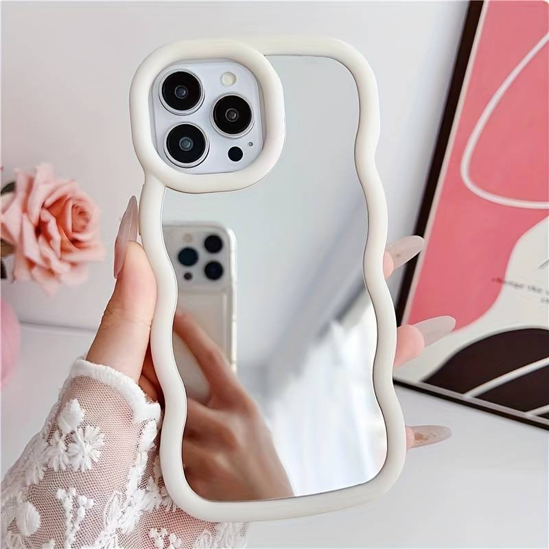 1Pc Pink Red Color For iPhone 7 8 SE2 SE3 Makeup Mirror Phone Case