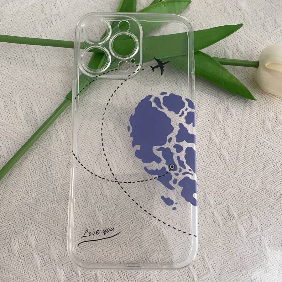1Pc Blue For iPhone 14 Love Pattern Phone Case
