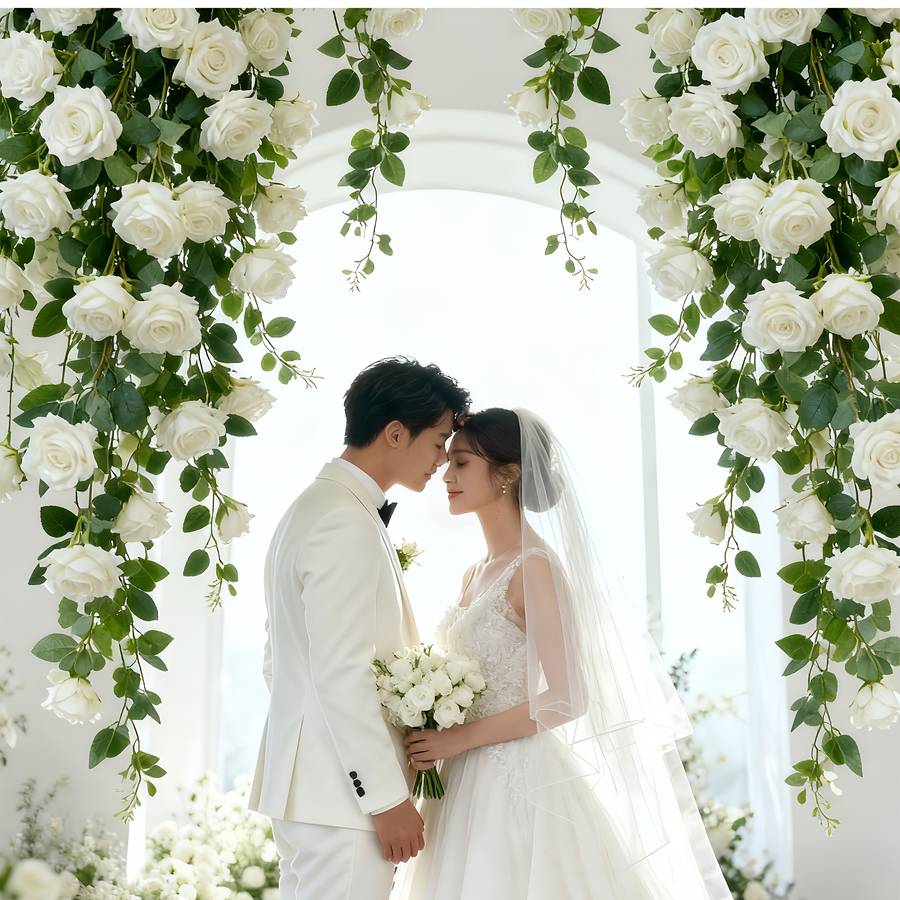 Simulated Flower Style 1Piece Set Of Highend Artificial Wallmounted White Rose Vine
