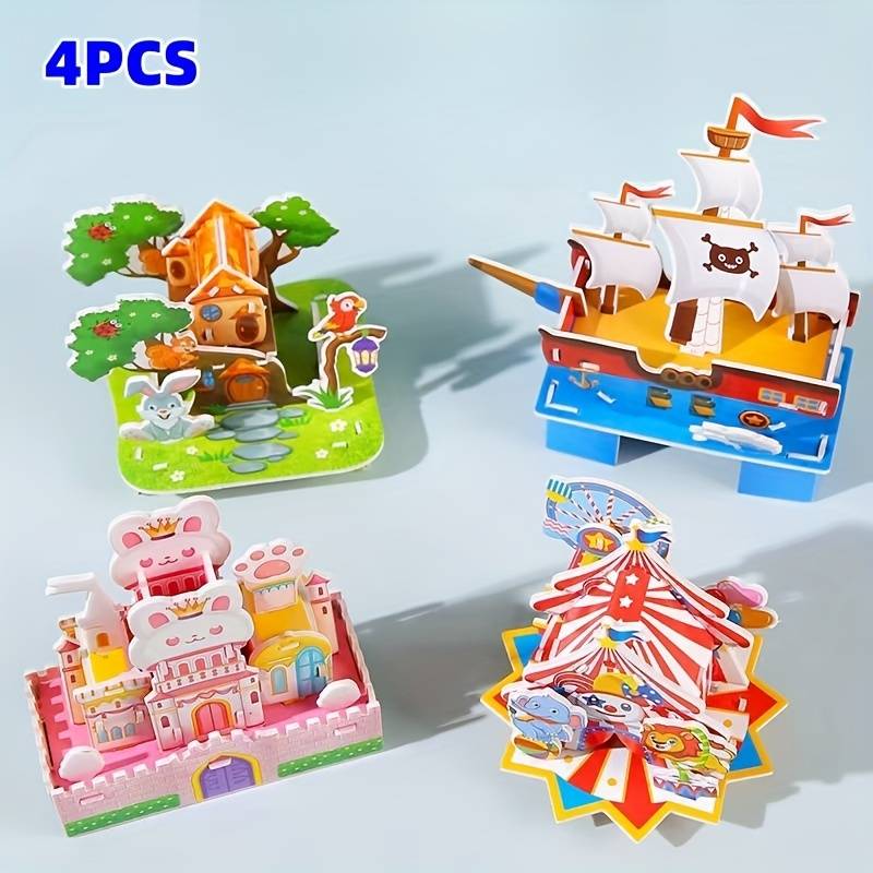 Building Toy Architectural Model Toy Set Style 4Pccs Castle Style