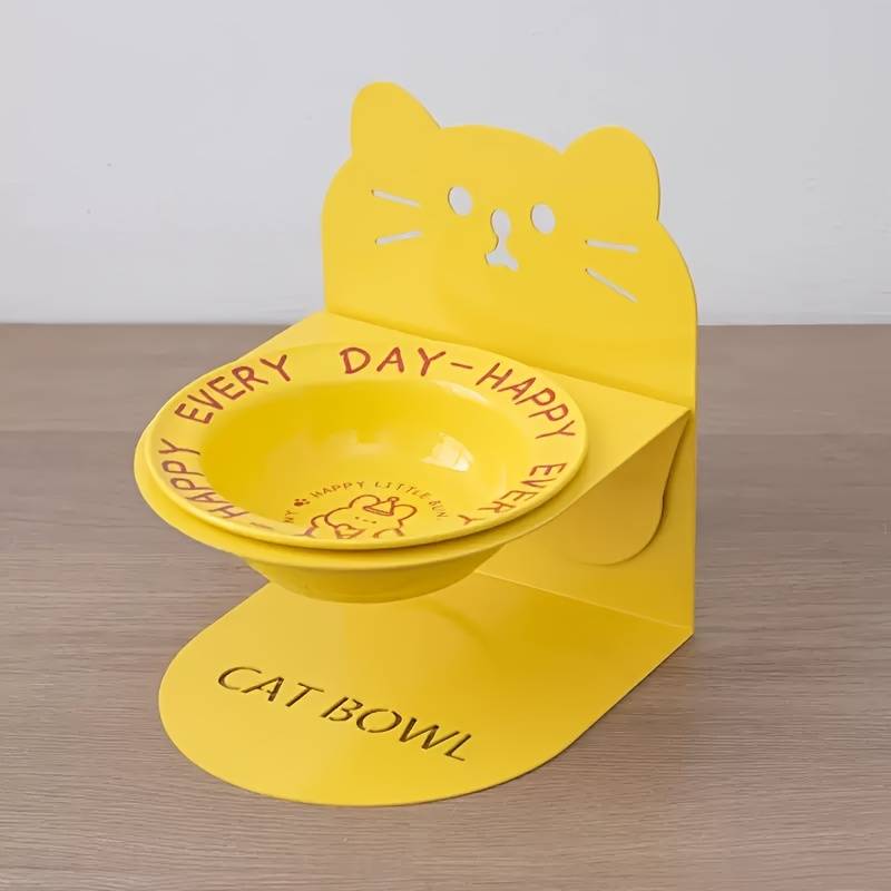 Pet Supplies Color Flying Saucer Bowl  Add   Cat Magnetic Holder  Beige