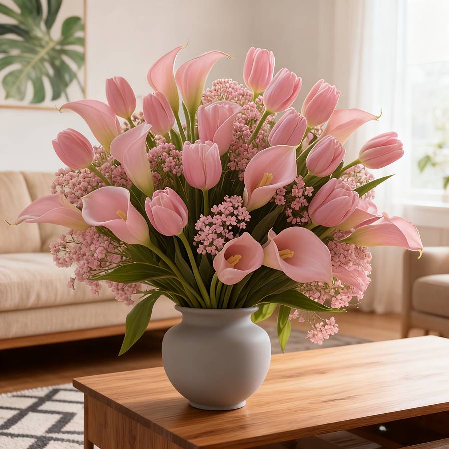 Simulated Flower Items 20Pcs Babys Breath  5Pcs Calla Lily  5Pcs Tulip