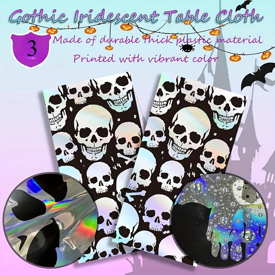 Halloween tablecloth decoration color Black add Rainbow Chrome 3pcs