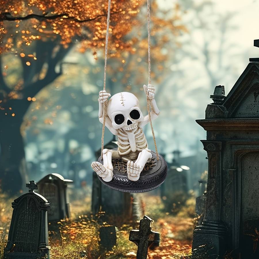 Halloween Decorations Material Resin Antique Swing Tire Skeleton