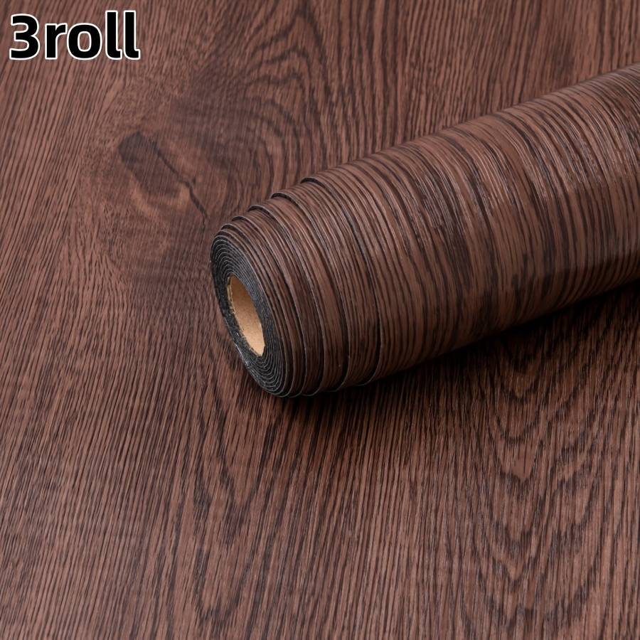 Self Adhesive Floor Stickers Dark Walnut Brown Wood Grain Color 3Roll