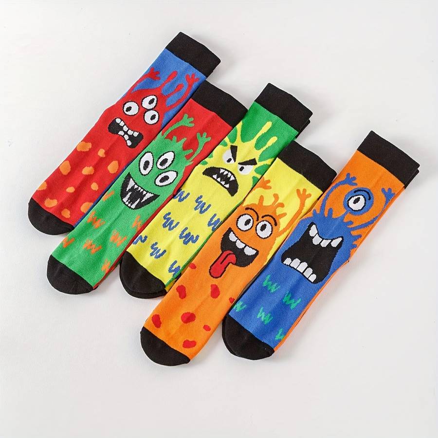 5 Pairs Random Colors One Size High Elastic Socks