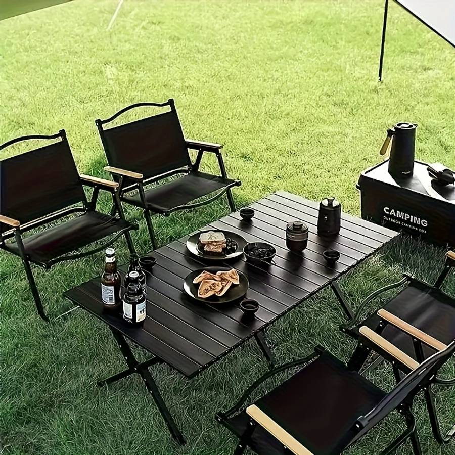 Outdoor Tables And Chairs Color Black Set 5Pcs