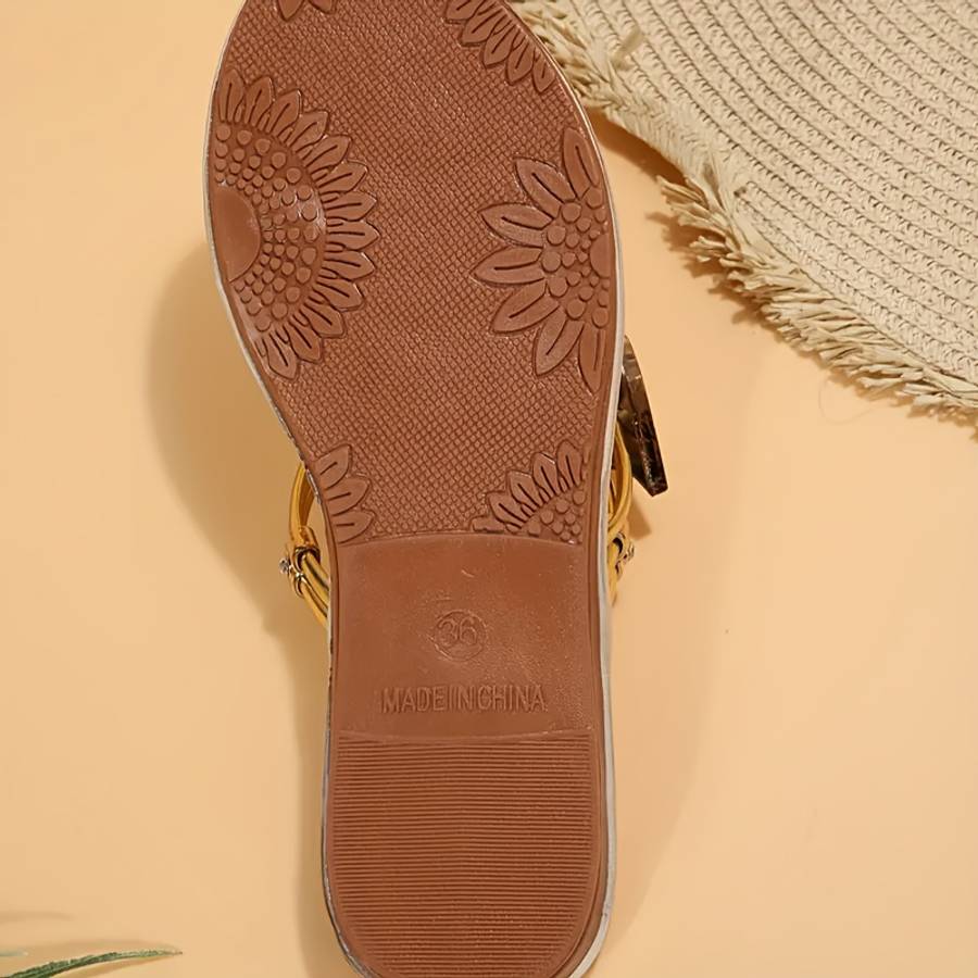 Ladies Summer Flip Flops Golden Uk 4
