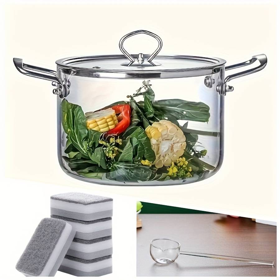 5Pcs Luxury Glass Soup Pot With