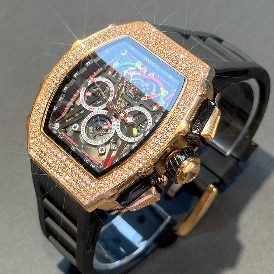 Classic Onola 6826D Luxury Automatic Mechanical Watch Tonneau Shaped Chronograph