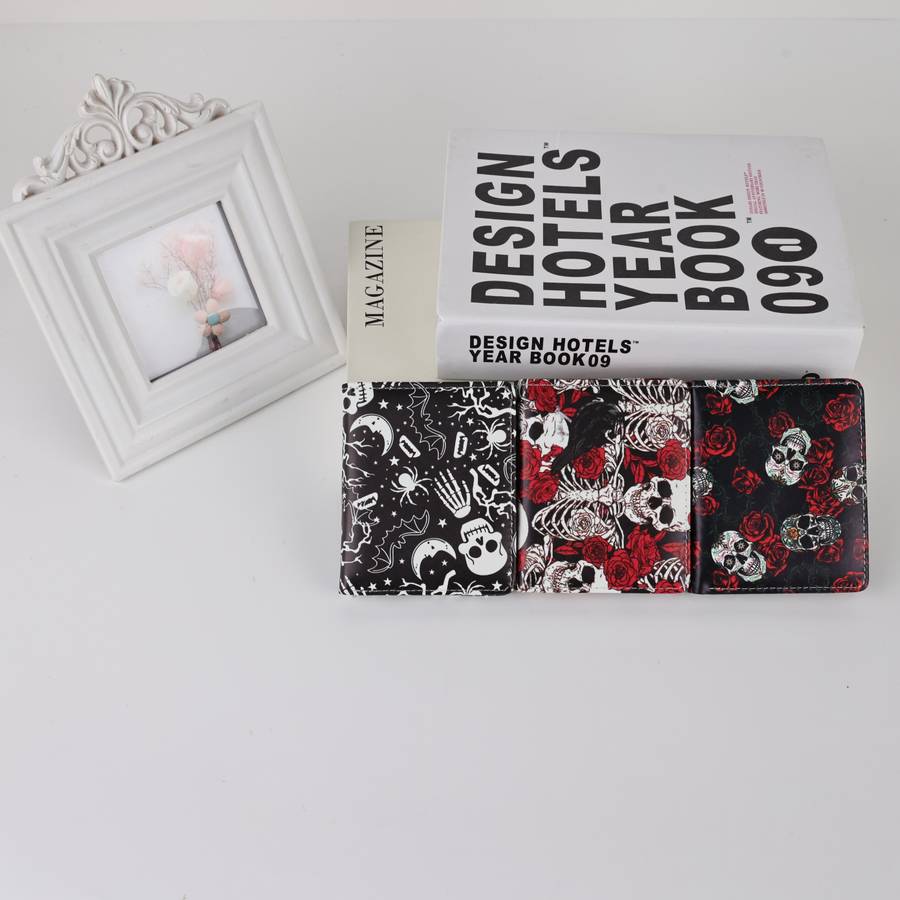 Stylish Retro Skull Rose Compact Wallet