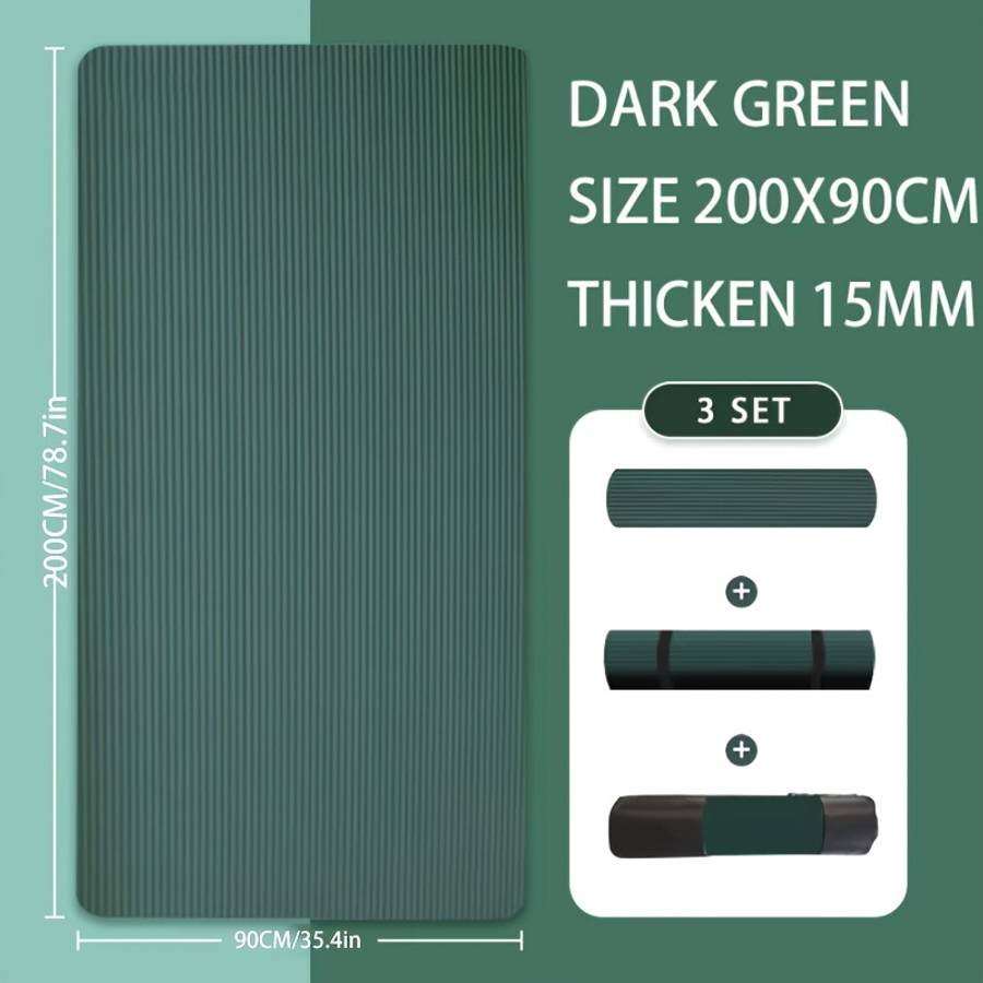 Yoga Mat 200 90 1.5Cm Green