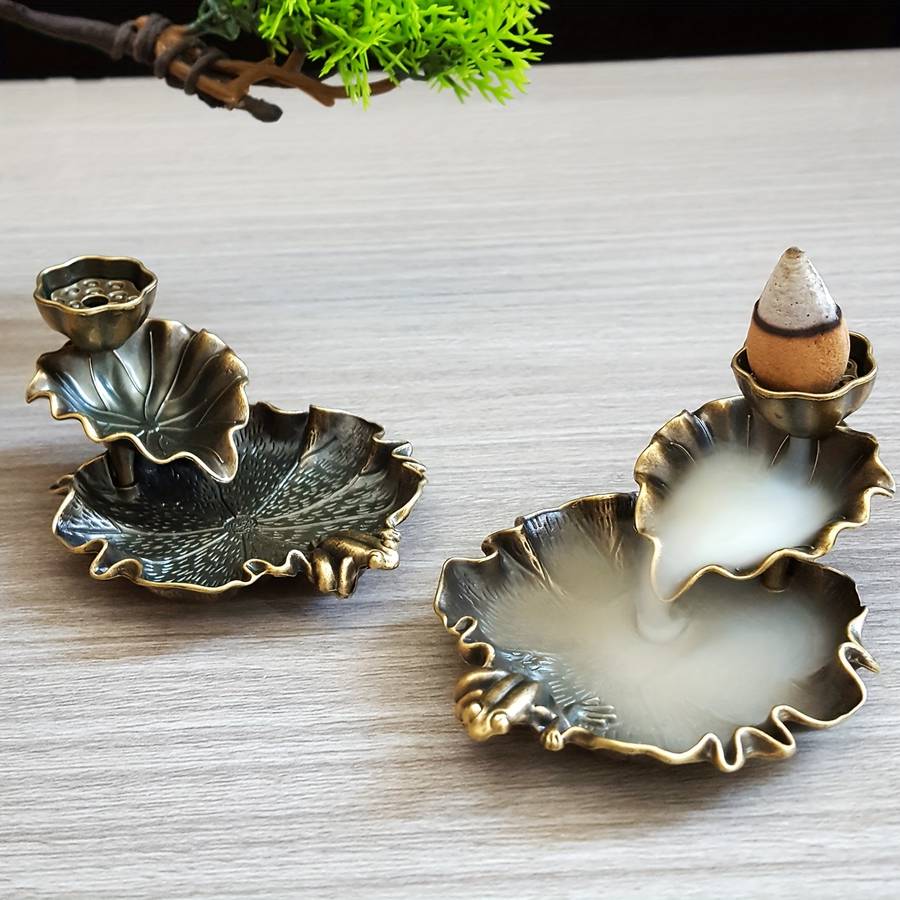 Incense Burner Color  Lotus Leaf Incense Holder   Bronze Small