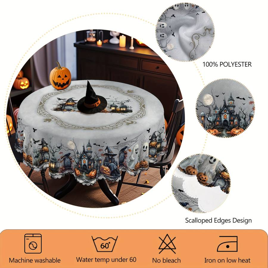 Halloween tablecloth decoration size Round 60Inch 152cm add 4pcs Self adhesive