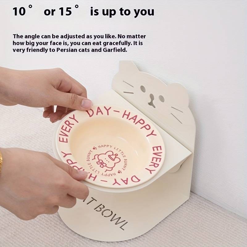 Pet Supplies Color Flying Saucer Bowl  Add   Cat Magnetic Holder  Beige