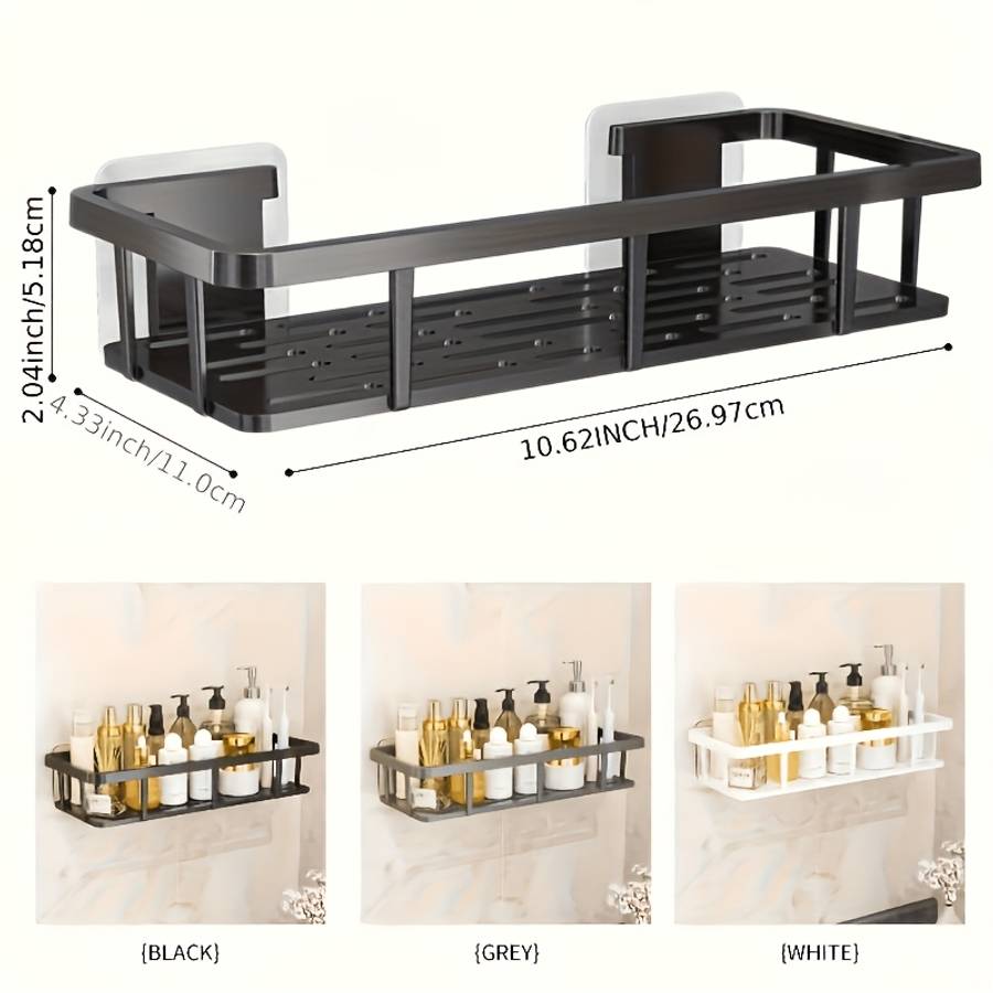 Bathroom Storage Rack Color 4Pcs Black Rectangular Storage Rack