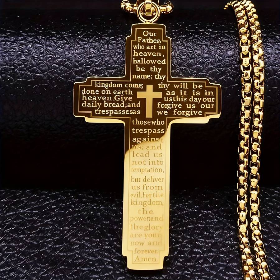 Plated Christian Scripture Cross Pendant Gold