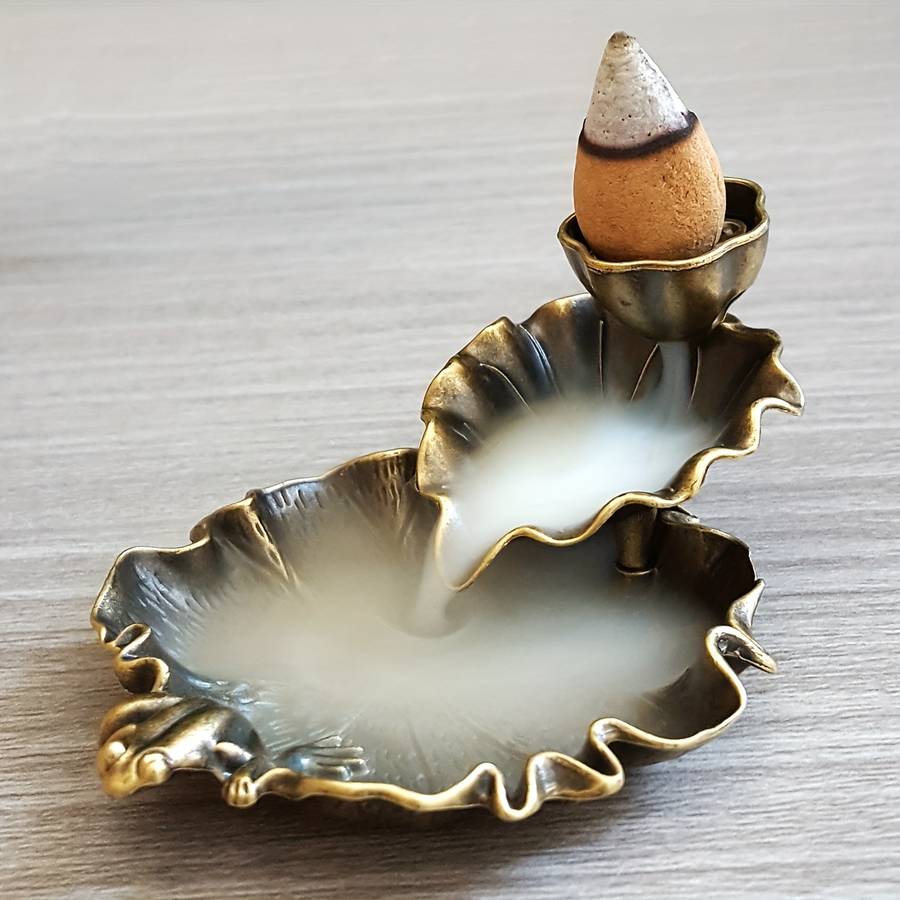 Incense Burner Color  Lotus Leaf Incense Holder   Bronze Small