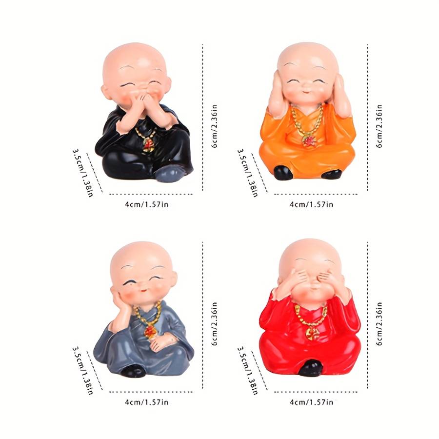 Car Interior Decor 4Pcsitems Four Little Monks   Wearing Necklace Style