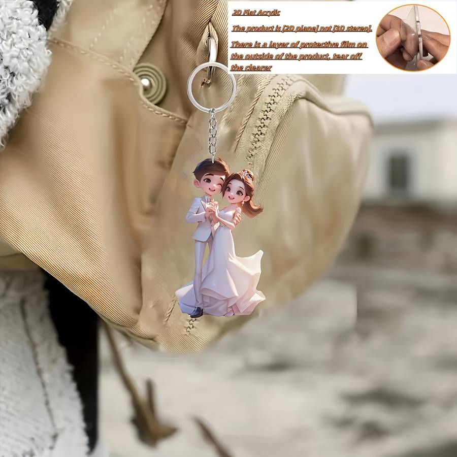 Keychain Ornament Style Bridal Wedding Keychain  New Acrylic Romantic Bride