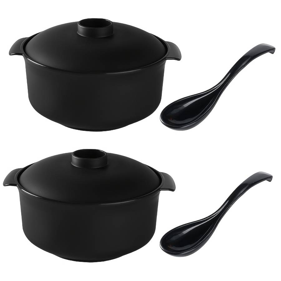 Bowl Items Black 4Piece Set 2Pcs Bowl  2Pcs Spoon