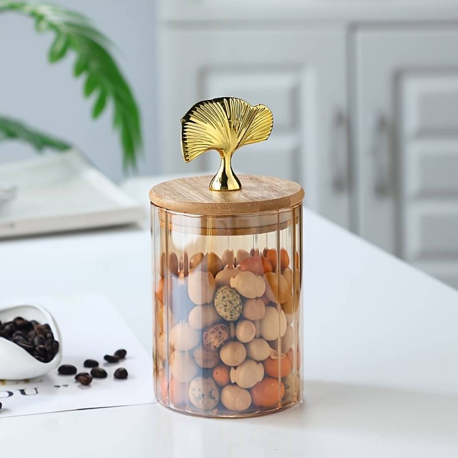 Sealed Jar Style Ginkgo Leaf Lid Medium Sealing Jar 1 Piece