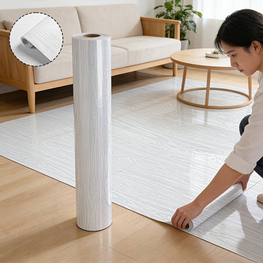 Self Adhesive Floor Sticker White Wood Grain 60cm x 3m