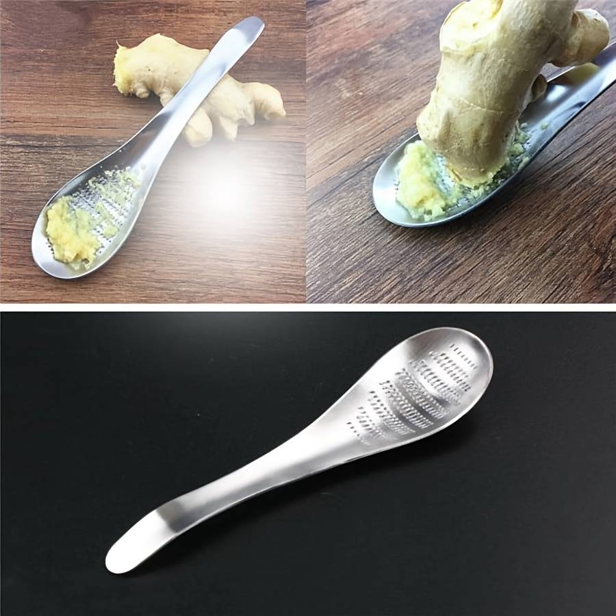 1pc Kitchen Tool Set Stainless Steel Spoon Design Ginger Garlic Wasabi Mustard Grater Multi-P
