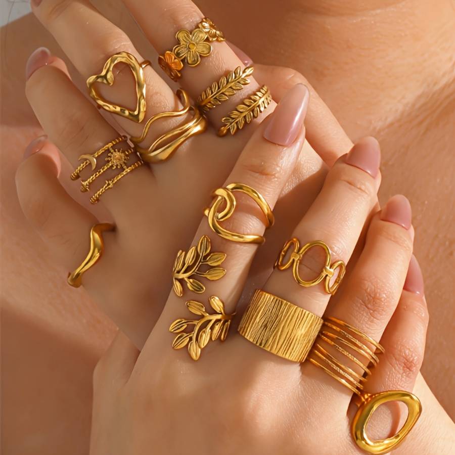 Luxury Heart Boho Style Finger Ring Quantity Random Rings