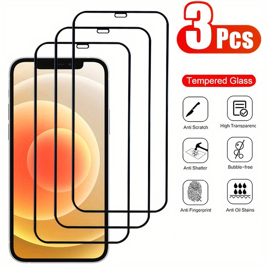 Screen Protector Compatible Model Iphone 14 Plus Quantity 3Pcs Silk Black