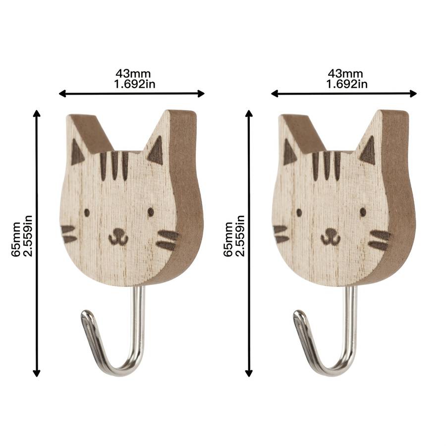 Wooden Animal Wall Self Sticky Hook For Keys Towels Etc color 2pc Elephant