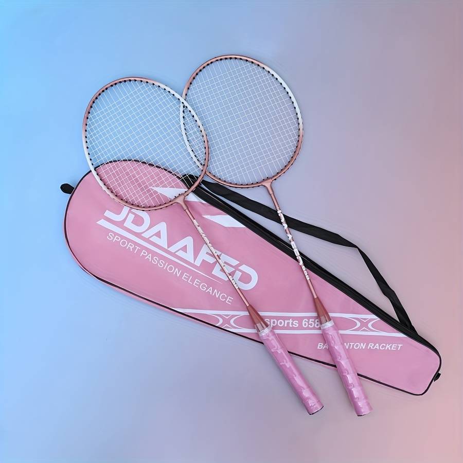 Badminton Racket Color Pink Color Compositionthree Feather Balls  1 Carrying Bag  2 Grips