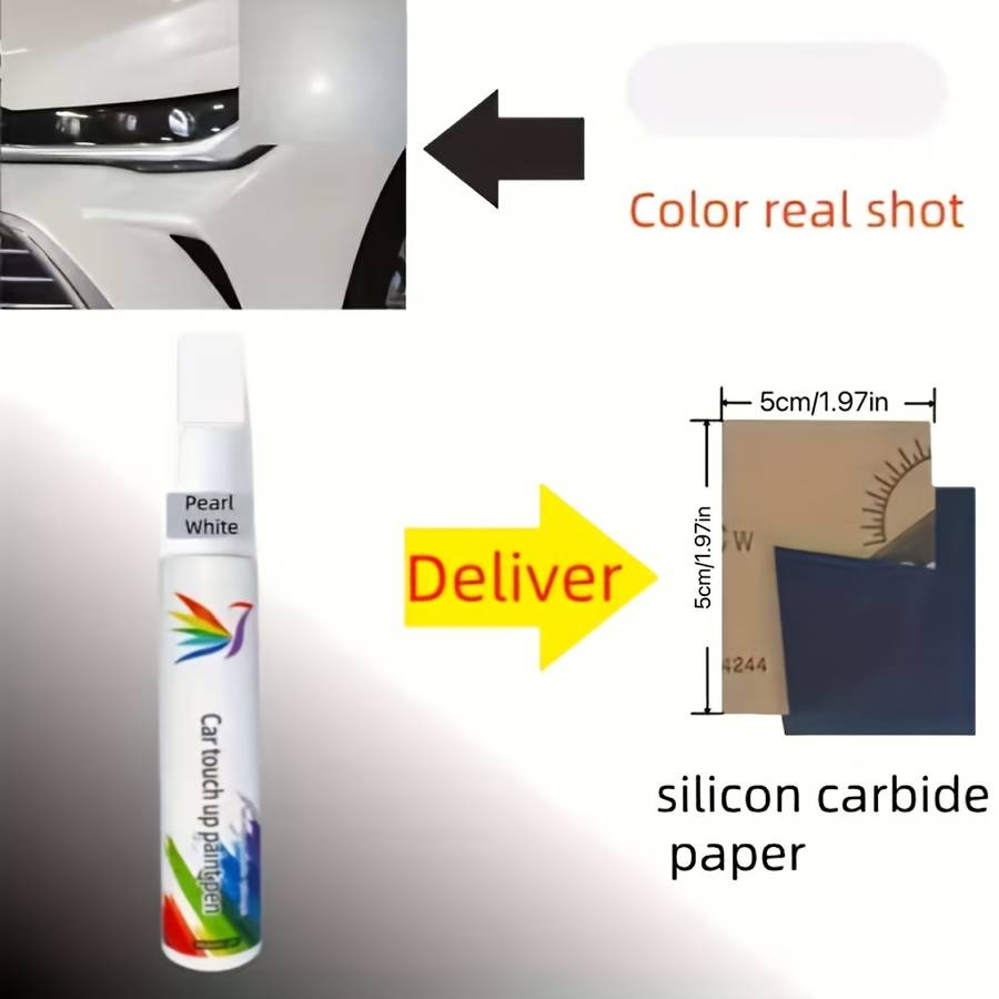 Car Scratch Repair Tool Color Red Model 2  Pack  Touch  Up Pen And Sandpaper