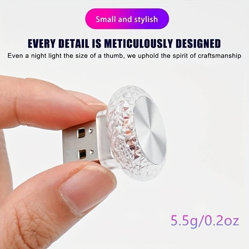 1pc Portable Car USB Ambient Light Mini LED Decorative Atmosphere Lamps for Auto Inte